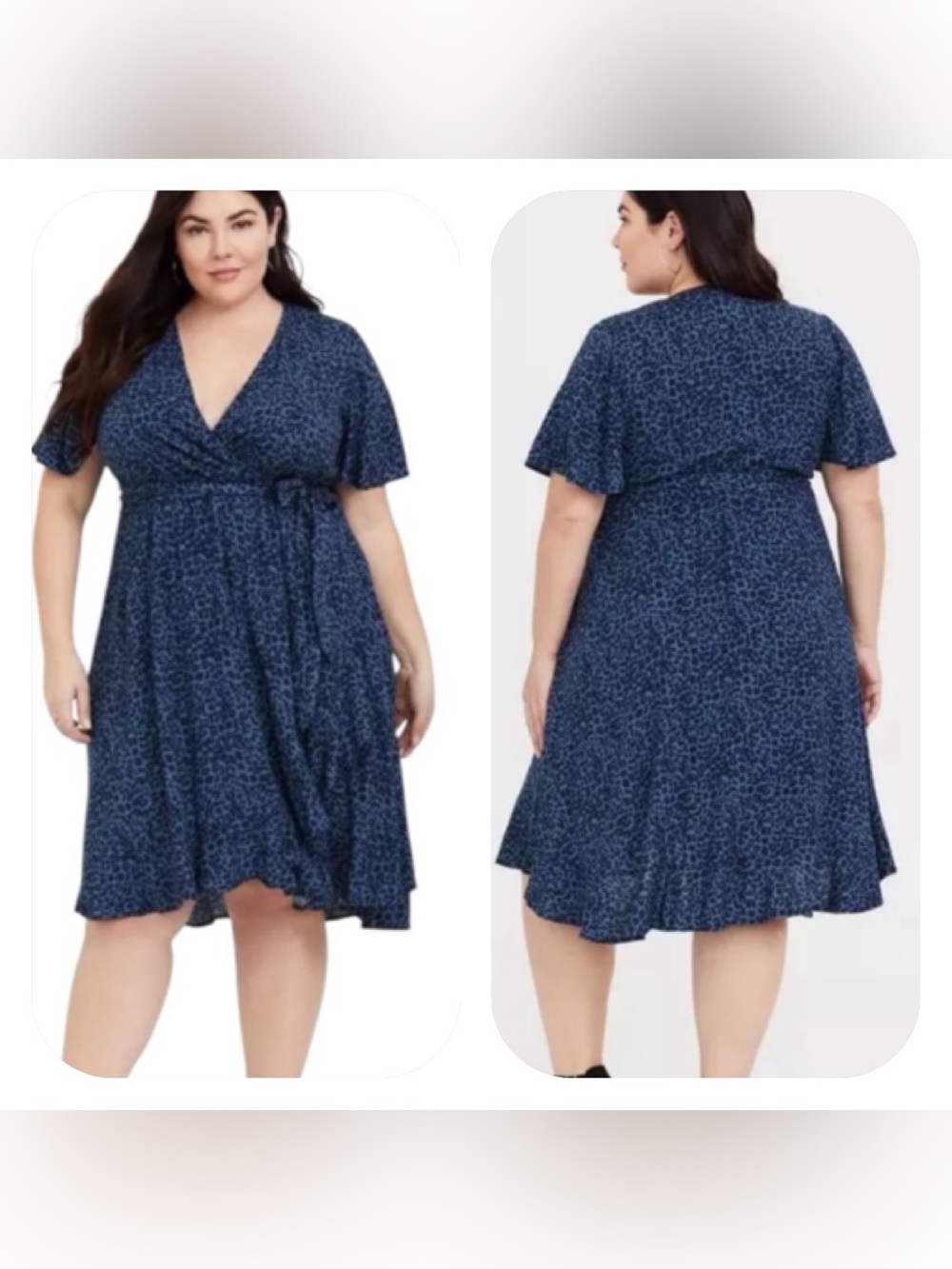 {Torrid} Cheetah Print Flutter Sleeve Faux Wrap Challis Dress - Womens 2X - NWT - Picture 11 of 13